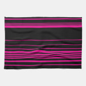 Complexe stripes - magenta en zwart theedoek (Horizontaal)