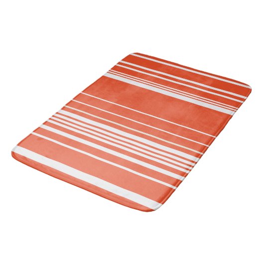 Complexe stripes — Oranje en wit Badmat (Gekanteld)