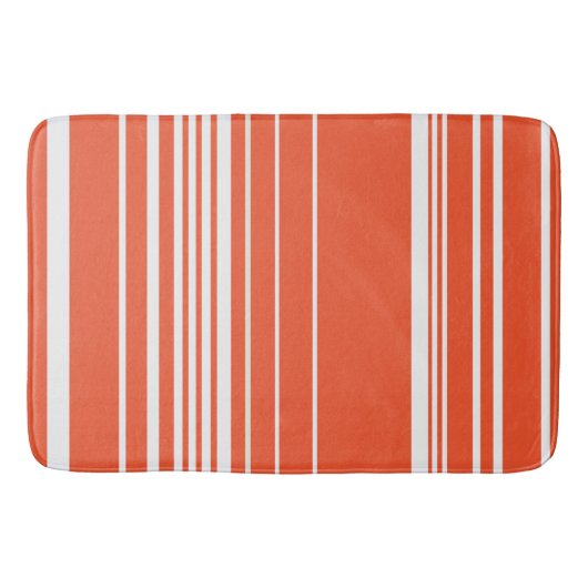 Complexe stripes — Oranje en wit Badmat (Voorkant)