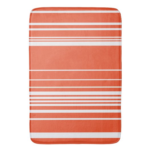 Complexe stripes — Oranje en wit Badmat (Voorkant Verticaal)