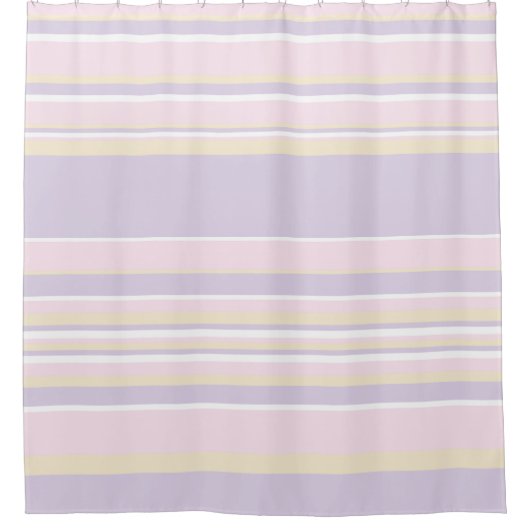 Complexe stripes - Pastel roze, geel en Paars Douchegordijn (Voorkant)