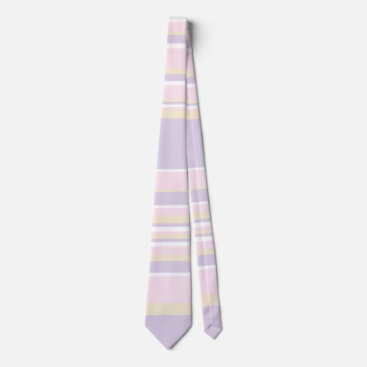 Complexe stripes - Pastel roze, geel en Paars Stropdas (Voorkant)