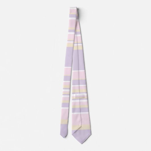 Complexe stripes - Pastel roze, geel en Paars Stropdas (Achterkant)