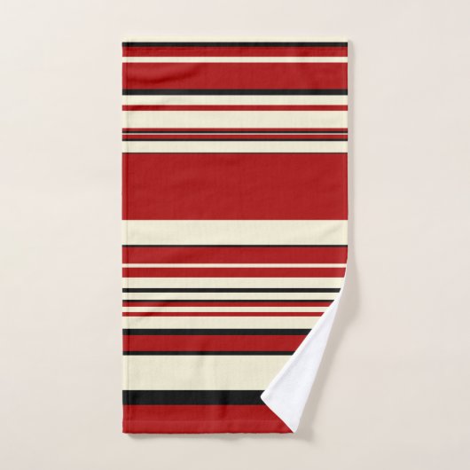Complexe stripes - Rood en crème Bad Handdoek (Handdoek)