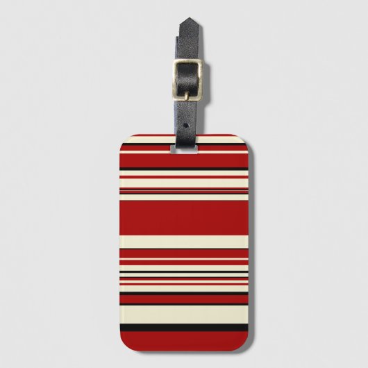 Complexe stripes - Rood en crème Bagagelabel (Voorkant (verticaal))