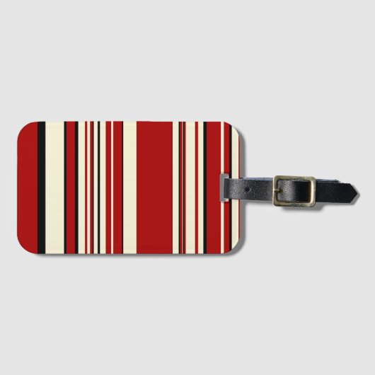Complexe stripes - Rood en crème Bagagelabel (Voorkant (horizontaal))