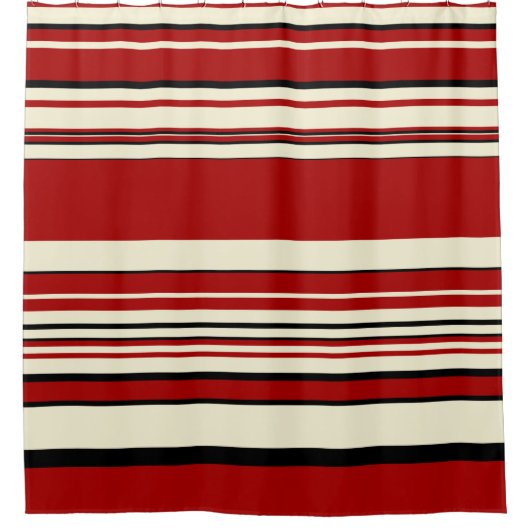 Complexe stripes - Rood en crème Douchegordijn (Voorkant)