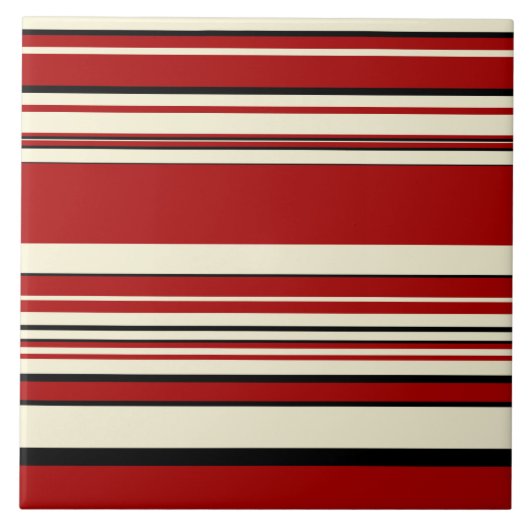 Complexe stripes - Rood en crème Tegeltje (Voorkant)