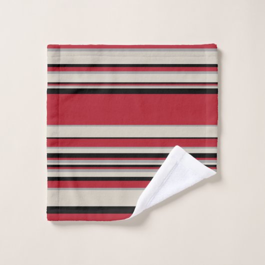 Complexe stripes - Rood, grijs, zwart en bonwit Bad Handdoek (Wasdoekje)