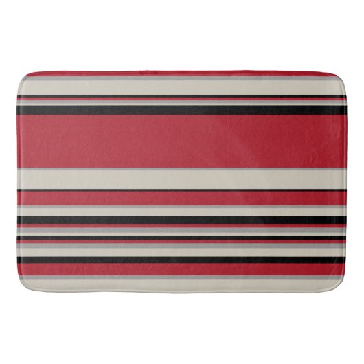 Complexe stripes - Rood, grijs, zwart en bonwit Badmat (Voorkant)