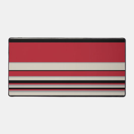 Complexe stripes - Rood, grijs, zwart en bonwit Bureaumat (Voorkant)