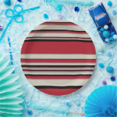 Complexe stripes - Rood, grijs, zwart en bonwit Papieren Bordje (Feest)