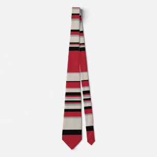 Complexe stripes - Rood, grijs, zwart en bonwit Stropdas