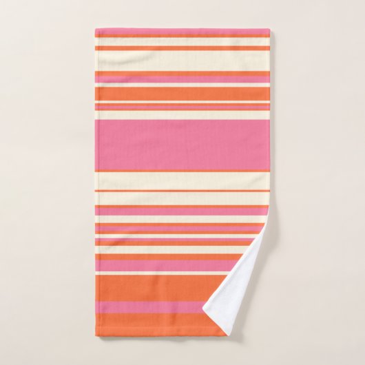 Complexe stripes - Roze, Oranje en crème Bad Handdoek (Handdoek)