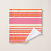 Complexe stripes - Roze, Oranje en crème Bad Handdoek (Wasdoekje)
