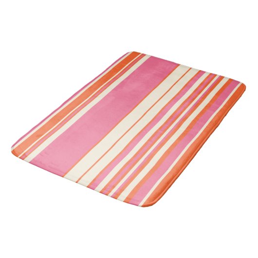 Complexe stripes - Roze, Oranje en crème Badmat (Gekanteld)