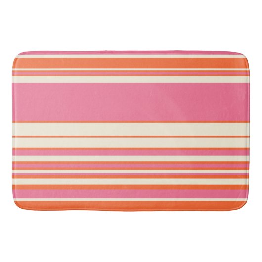 Complexe stripes - Roze, Oranje en crème Badmat (Voorkant)