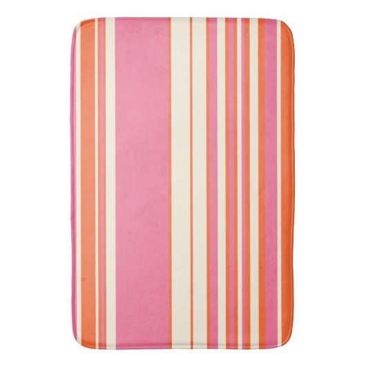 Complexe stripes - Roze, Oranje en crème Badmat (Voorkant Verticaal)