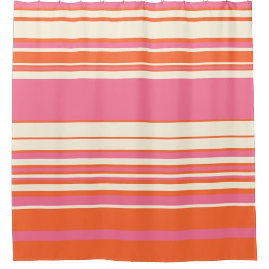 Complexe stripes - Roze, Oranje en crème Douchegordijn (Voorkant)
