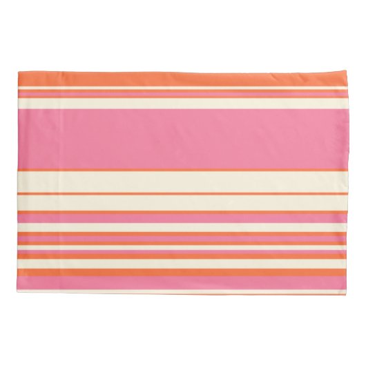 Complexe stripes - Roze, Oranje en crème Kussensloop (Achterkant-Links)