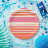Complexe stripes - Roze, Oranje en crème Papieren Bordje (Feest)