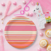 Complexe stripes - Roze, Oranje en crème Papieren Bordje (Feest)