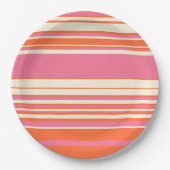 Complexe stripes - Roze, Oranje en crème Papieren Bordje (Voorkant)