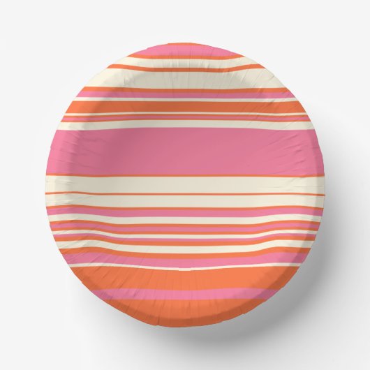 Complexe stripes - Roze, Oranje en crème Papieren Kommen (Voorkant)