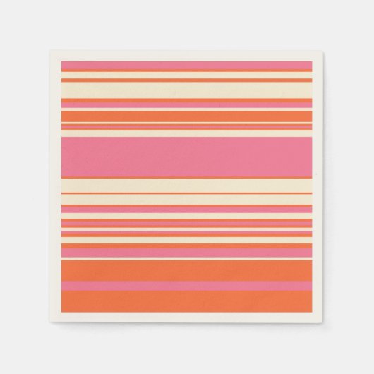Complexe stripes - Roze, Oranje en crème Servet (Voorkant)