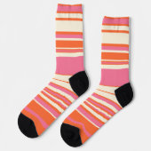 Complexe stripes - Roze, Oranje en crème Sokken (Links)