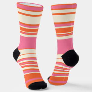 Complexe stripes - Roze, Oranje en crème Sokken