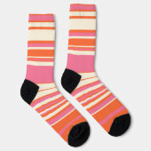 Complexe stripes - Roze, Oranje en crème Sokken (Rechts)