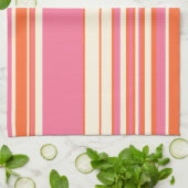 Complexe stripes - Roze, Oranje en crème Theedoek (Gevouwen)