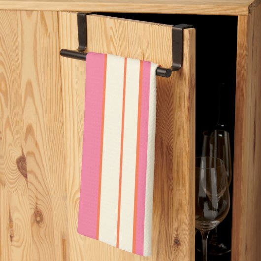 Complexe stripes - Roze, Oranje en crème Theedoek (Derde Gevouwen)