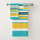 Complexe stripes — Turquoise en Geel Bad Handdoek (Insitu)