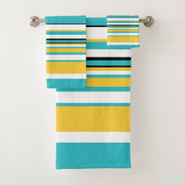 Complexe stripes — Turquoise en Geel Bad Handdoek
