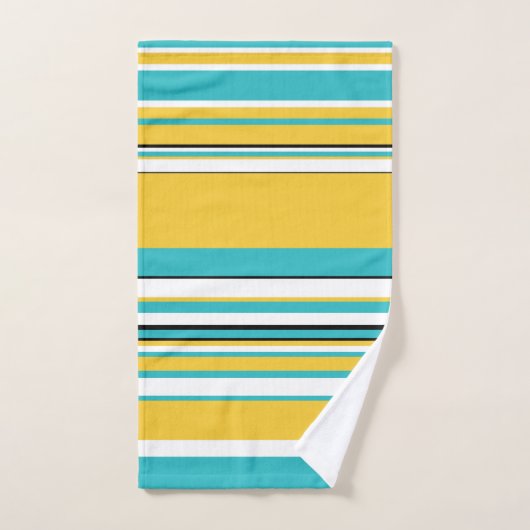 Complexe stripes — Turquoise en Geel Bad Handdoek (Handdoek)