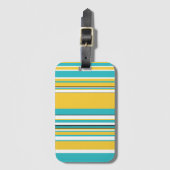Complexe stripes — Turquoise en Geel Bagagelabel (Voorkant (verticaal))