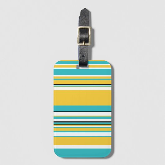 Complexe stripes — Turquoise en Geel Bagagelabel (Voorkant (verticaal))
