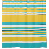 Complexe stripes — Turquoise en Geel Douchegordijn (Voorkant)