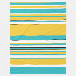 Complexe stripes — Turquoise en Geel Fleece Deken