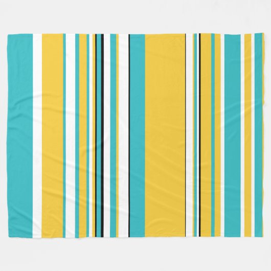 Complexe stripes — Turquoise en Geel Fleece Deken (Voorkant (Horizontaal))