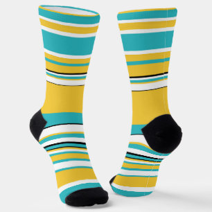 Complexe stripes — Turquoise en Geel Sokken
