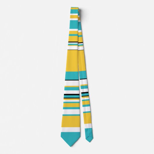 Complexe stripes — Turquoise en Geel Stropdas (Voorkant)
