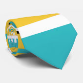 Complexe stripes — Turquoise en Geel Stropdas (Opgerold)
