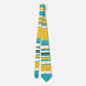 Complexe stripes — Turquoise en Geel Stropdas (Achterkant)