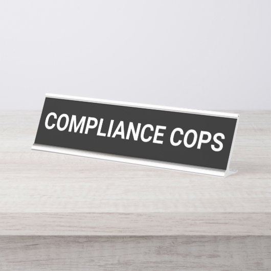 Compliance Cops Funny Kantoor Auditor Bureau Naambordje (Voorkant)