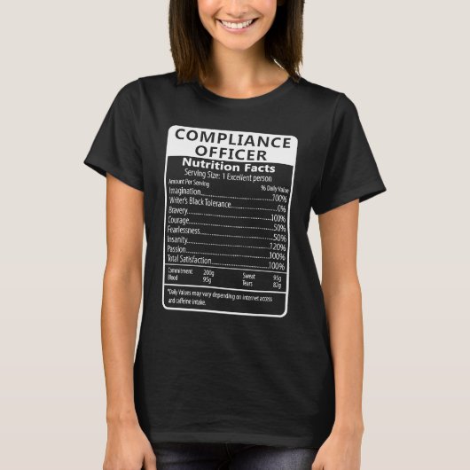 Compliance Officer Nutrition Facts Sarcastic T-shirt (Voorkant)