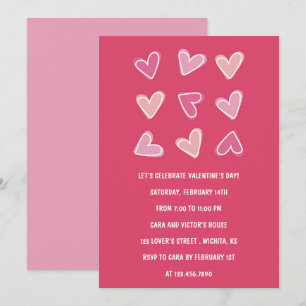 Complicated Love Pink Hearts Valentijn Party Kaart