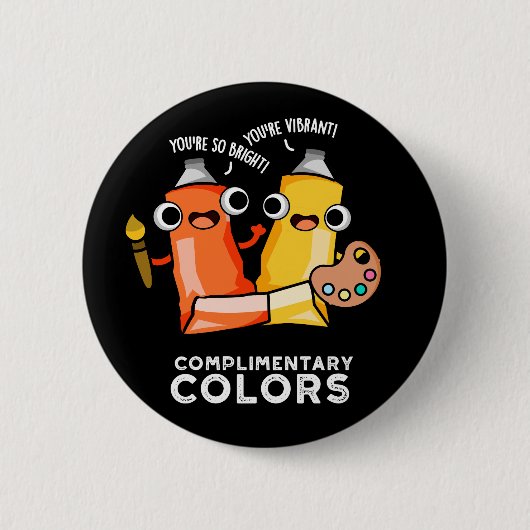 Complimentaire kleuren Funny Paint Dark BG Ronde Button 5,7 Cm (Voorkant)